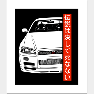 R34 GTR Skyline JDM Tuning Car Posters and Art